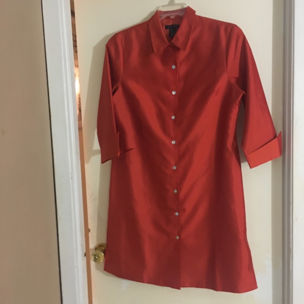 Silk Land Orange Silk Long Jacket Size M